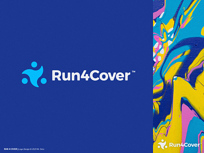 Run4Cover | Logo Design blue cover icon logo mark music music label people round soft three vinyl