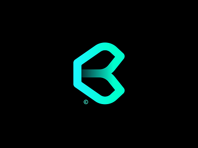 B | Lettermark futuristic gradients green icon letter design lettermark logo design mark symbol tech