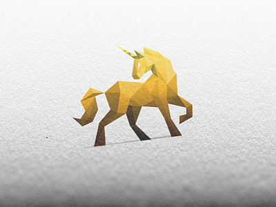 Golden Unicorn / Logo Design fitness gold golden gym horse logo mockup paper polygonal power sports unicorn