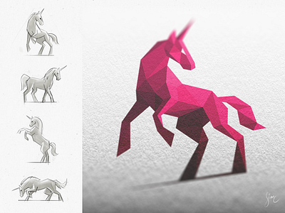 Licorne Rose / Pink Unicorn animal atheism branding horse icon light logo mark mockup pink sketch unicorn