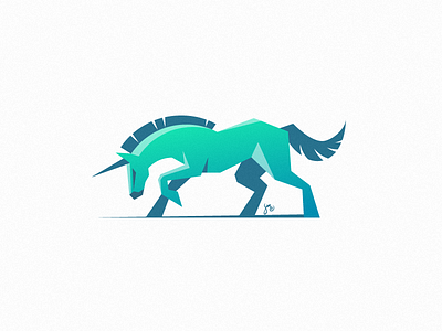 Unicorn #3 animal blue brave crazy geometry green horse icon logo mark unicorn