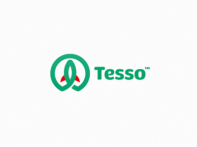 Tesso | Logo design concept green icon idea logo oval red rocket shape simple space travel