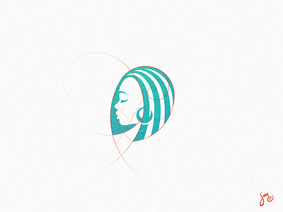 Dreamy Mark Concept dreamy female green grid icon logo mark negative space profile simplistic stripes woman