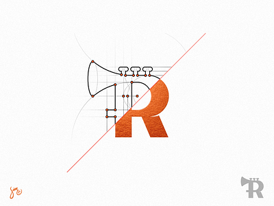 Trumpet | Lettermark collection commercial design for sale grid icon lettermark logo mark r red symbol trumpet