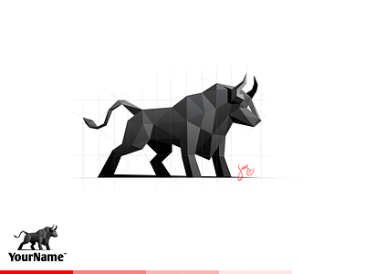Bull | Logo Design animal black bull commercial for sale geometry icon logo massive poly strong vector