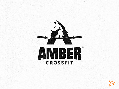 Amber Crossfit | Logo Design amber blackandwhite club crossfit logo negative space powerful sports wolf workout