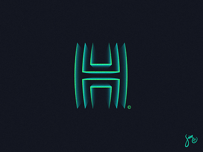 H | Lettermark commercial glow green letter h lettermark logo logo design mark stripes symbol symmetrical
