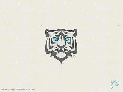 Tiger | Sketch blue eyes icon logo logo design majestic mark simple sketch stripes strong tiger