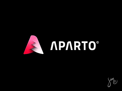 Aparto | Concept Logo apart black colors fresh lettermark logo design pink separate