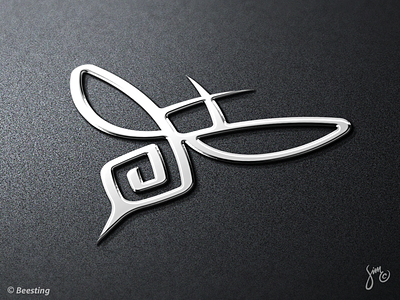 Beesting | Logo Design bee icon light logo design mark metallic minimal spiral sting symbol