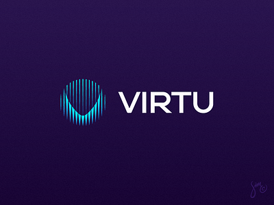 Virtu | Concept Logo blue concept letter v lettermark logo logo design negative space optical purple round stripes virtual