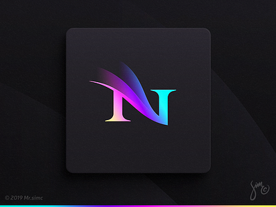 N | Lettermark aurora borealis elegant gradients holographic layers lettermark lettern light logo logo design minimal northern lights symbol vivid