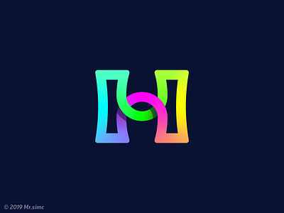 H | Lettermark colorful connection cooperation gradients hub lettermark link logo design mark modern simple design space symbol vivid