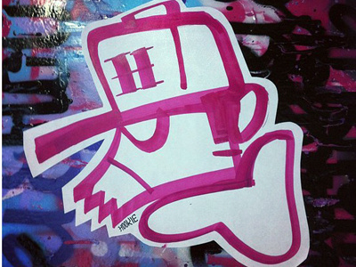 Selfportrait sticker on Spraypaint canvas