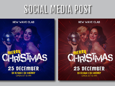 Christmas Social Media Post Design branding christmas design dj party happy new year 2021 illustration merry party social media design