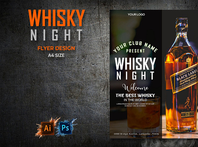 Whisky Party Center Flyer Design awesome branding business flyer corporate corporate flyer design flyer flyer design illustration party wow