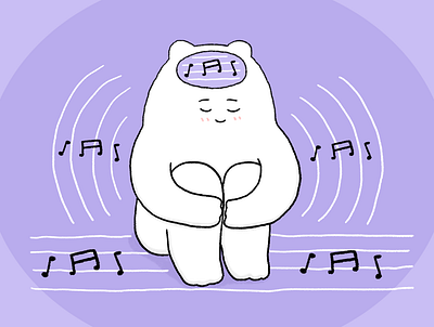 Self bear comic cute drawing dream happy music purple