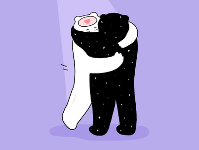 Hug animal bear cartoon comic cute illustration purple self