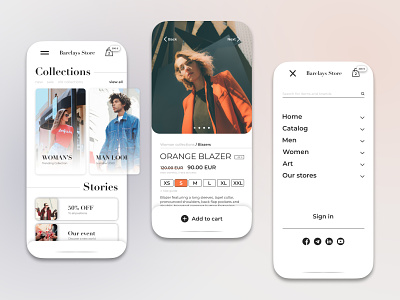 Fashion clothing store | Barclays Store 2020 trend app design elements interface iosdevelopment minimal mobile portfolio project research ui ux