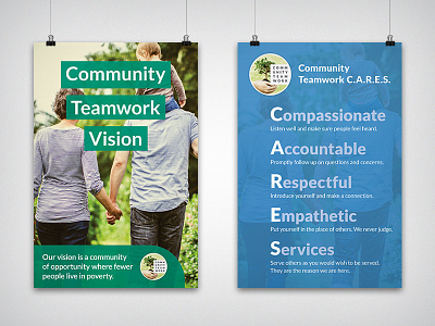 Community Teamwork - Nonprofit Branding blue brand green logo nonprofit nonprofit brand poster print