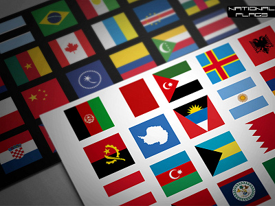 National Flags (Square - 230 Flags) countries country flag flags map nation national square vector world