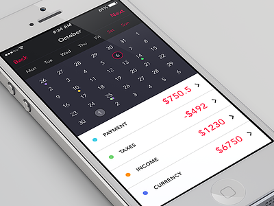 Calendar app bank calendar design finance ios kit mobile set ui ux
