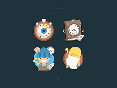 Education Icons brain clock creativity education eye flat icon icons reading rocket speed