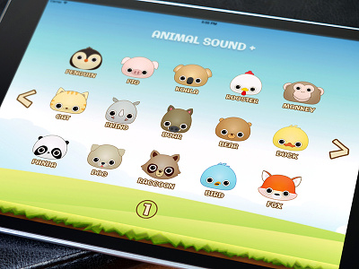 Animal Sound+ animal application bird cat dog fox interface ipad monkey pig ui