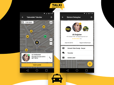 Taxi Front android app cab design google icon map material profile talk taxi uber