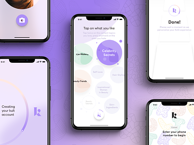 Kult: Onboarding Flow and Visuals app beauty flow germany hamburg india interaction interface ios kult onboarding select setup sketch startup ui ux visuals