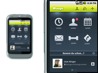 Woopr for Android android blue green icons interface startmenu startscreen