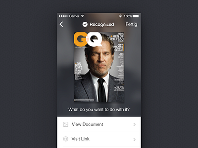 Magazine Recognition app blur cover german gq interface jeff bridges magazine ready recognition sketch ui