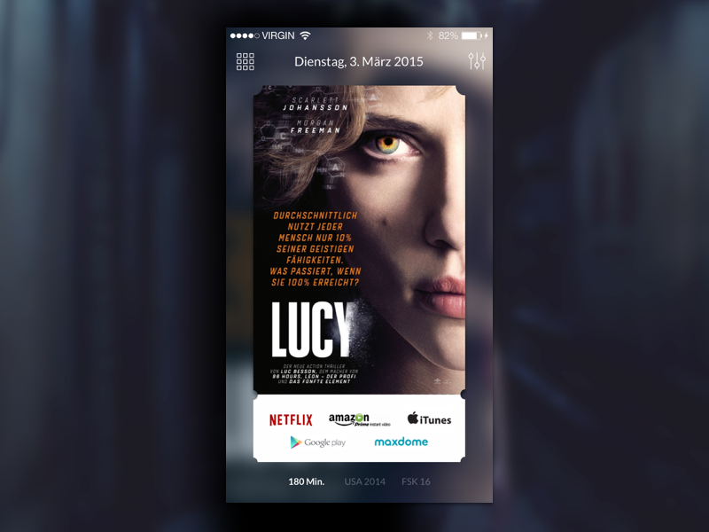 Movie Ticket App app movie ticket lucy scarlett johansson interface sketch movies