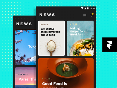 Framer X Newsreader android food images material design news newsreader