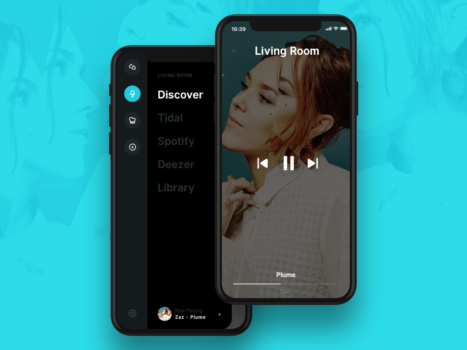 Multiroom One Sidebar album cover audio audio player audiopro bluesound bluos cover devialet framer x multiroom music sidebar sketch sonos speakers spotify tidal