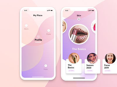 Cosmetic App cards cosmetic fashion germany girls india purple shapes ui woman women