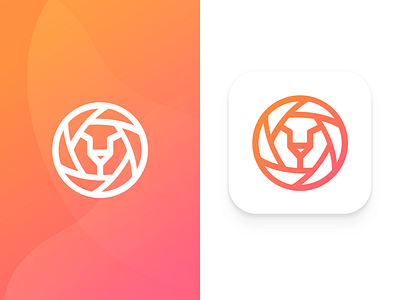 Note-Taking App: Lion App Icon android app icon app icon design camera deutschland face germany hamburg icondesign interface ios lens lion orange