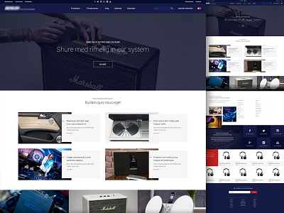 Sound company - landing page design exploding grid flat front page full width landing page responsive sound speakers stereo web web design