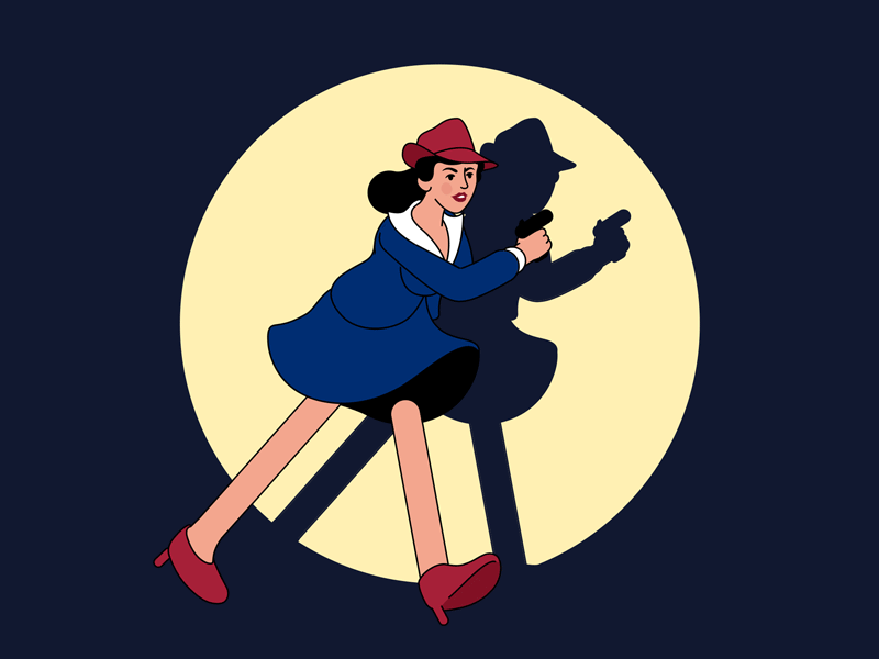 Agent Carter comic peggy carter cloth animation marvel comics marvelcomics marvel tintin rubberhose2 rubberhose runcycle run cycle agent carter loop ae after effects vector animation illustration