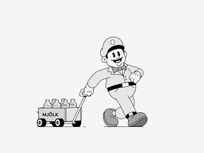 Milkman 20s 30s ae aescripts after effects animation blackandwhite cart cell animation frame by frame illustration loop milkman motiondesignschool motiongraphics procreate walk cycle walkcycle walking
