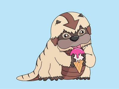 Baby Appa eating ice cream! avatar the last airbender cute design drawing illustration