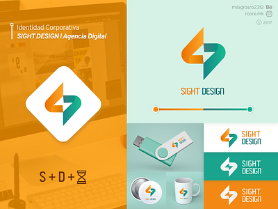 SIGHT DESIGN l Logo branding branding agency branding concept design diseño de marca icon identidad de marca identitydesign logo logodesign logotipos marca e identidad naranja vector verde