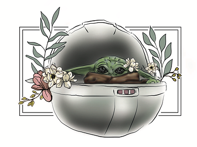 Baby Yoda Attends a Wedding illustration illustrator vector
