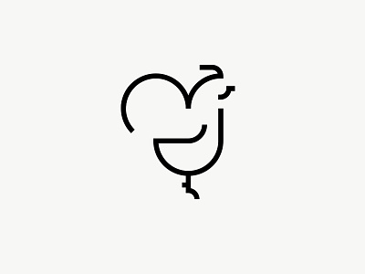 Rooster bird black clean icon identity illustration line logo rooster simple vector