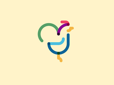 Rooster bird clean color icon identity illustration line logo rooster simple vector