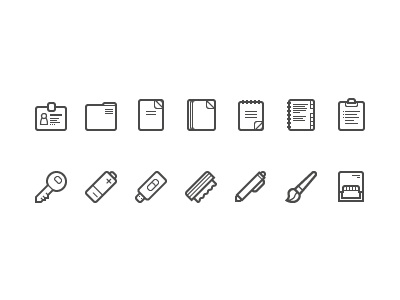 Office battery beige brush flash folder key mop notepad organizer paper pen stamp