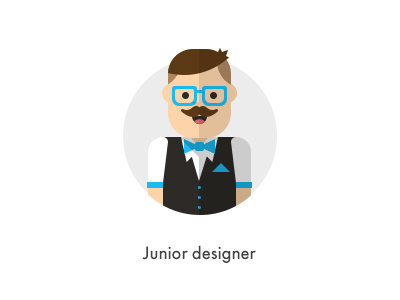 How should they look like: Junior Designer character circule designer flat glasses how they looks icon jazzpixels junior designer mustache