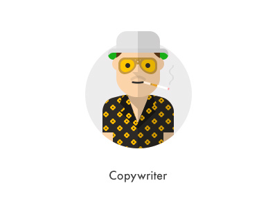 How should they look like: Copywriter character circule copywriter flat glasses hawaiian how they looks hunter icon jazzpixels shirts thompson
