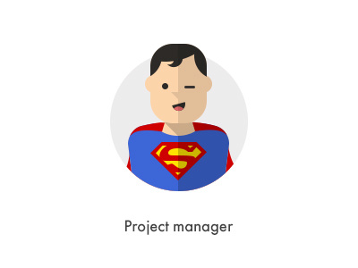 How should they look like: Project Manager character circule flat how they looks icon jazzpixels manager superman