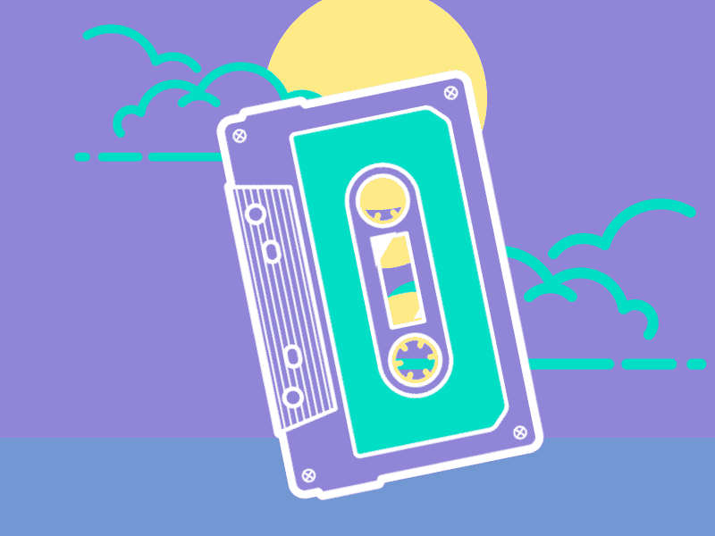 80s Cassette 80s animation cassette catch spin vector